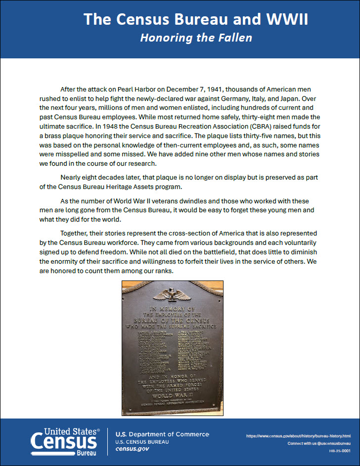 The Census Bureau and WWII: Honoring the Fallen