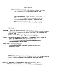 Language Spoken at Home and Ability to Speak English for United States, Regions and States: 1990