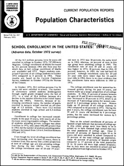 School Enrollment in the United States: 1972