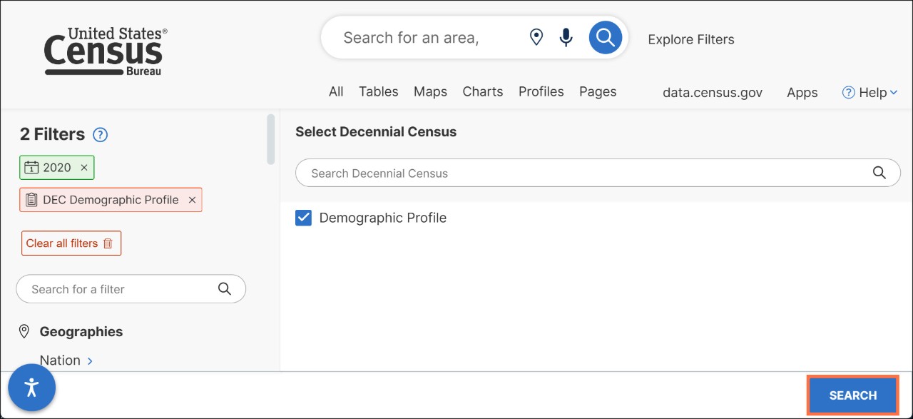 How can I access 2020 Census data on data.census.gov? Image