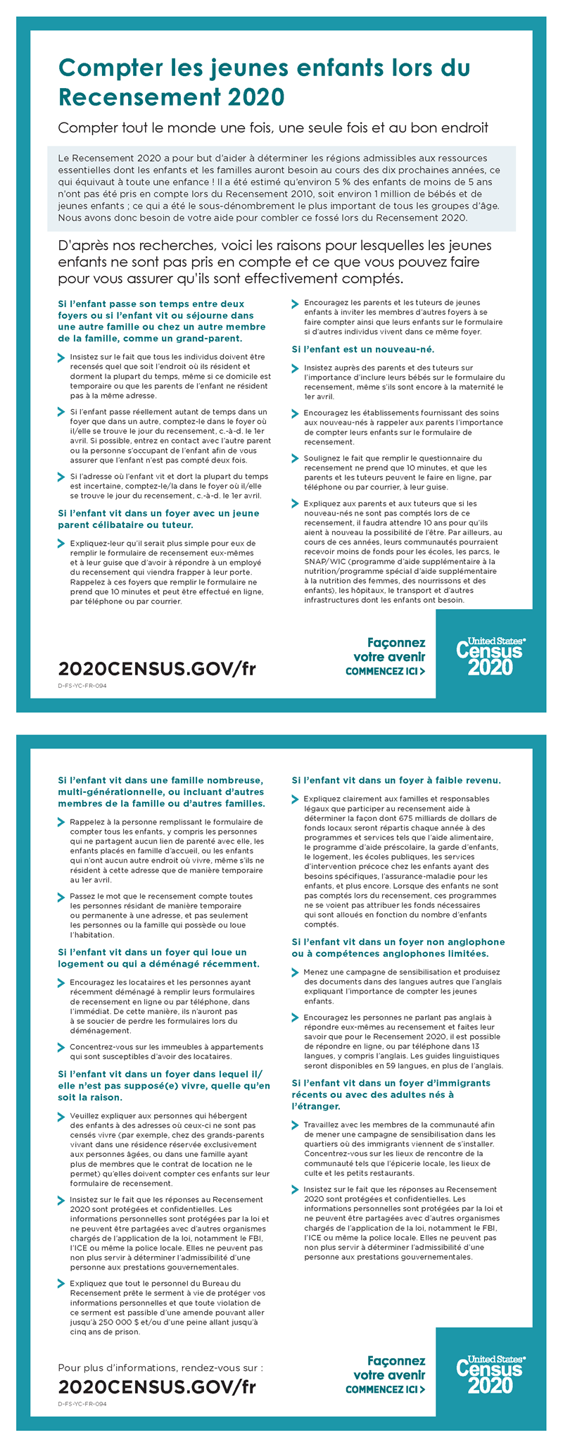 Compter les jeunes enfants lors du Recensement 2020