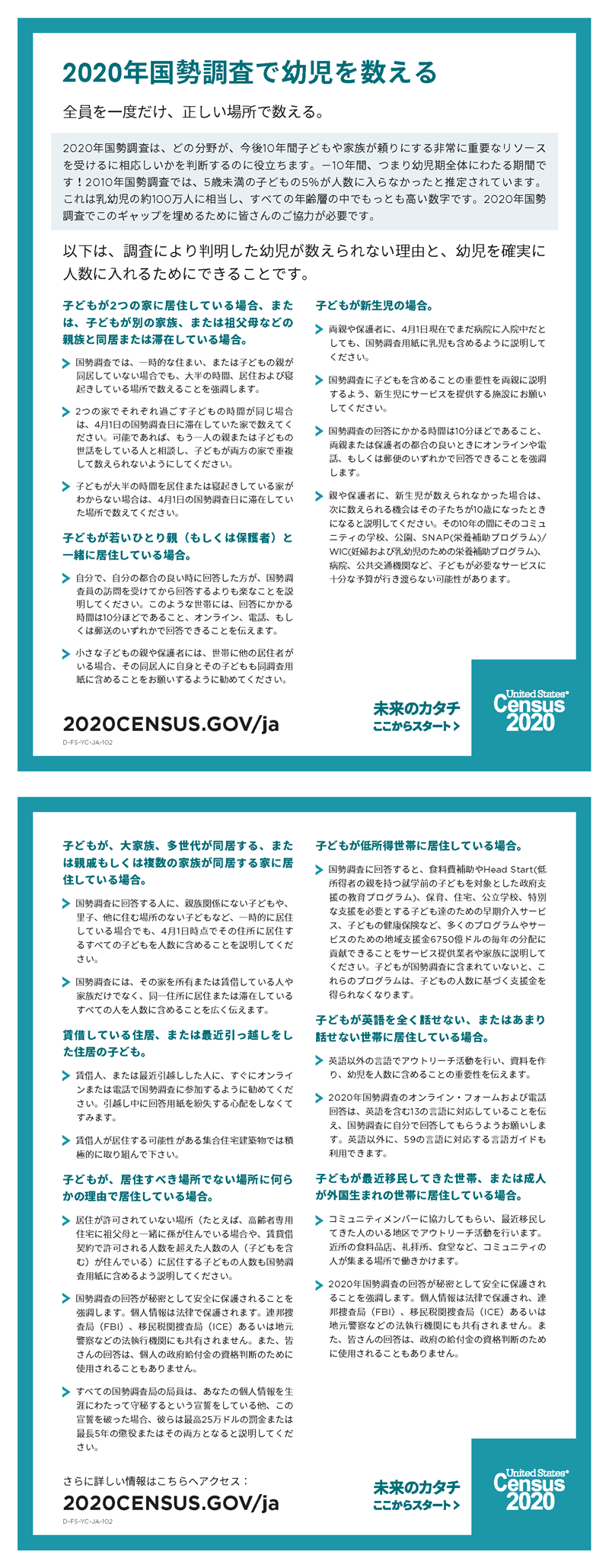 2020年国勢調査で幼児を数える