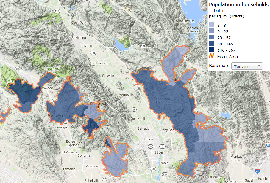 Figure 1: Population Characteristics for October 11, 2017 Atlas Fire Perimeter