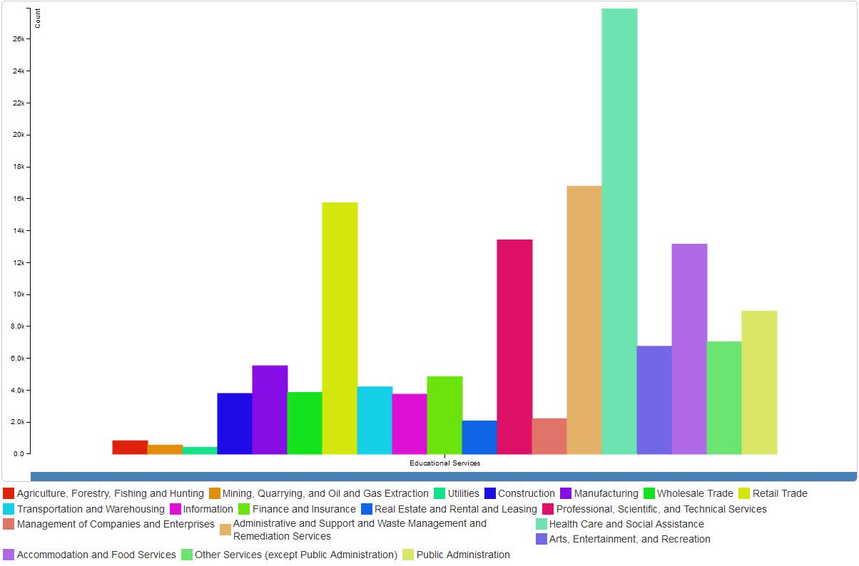 Job-to-Job Flows from Educational Services to 19 Industries