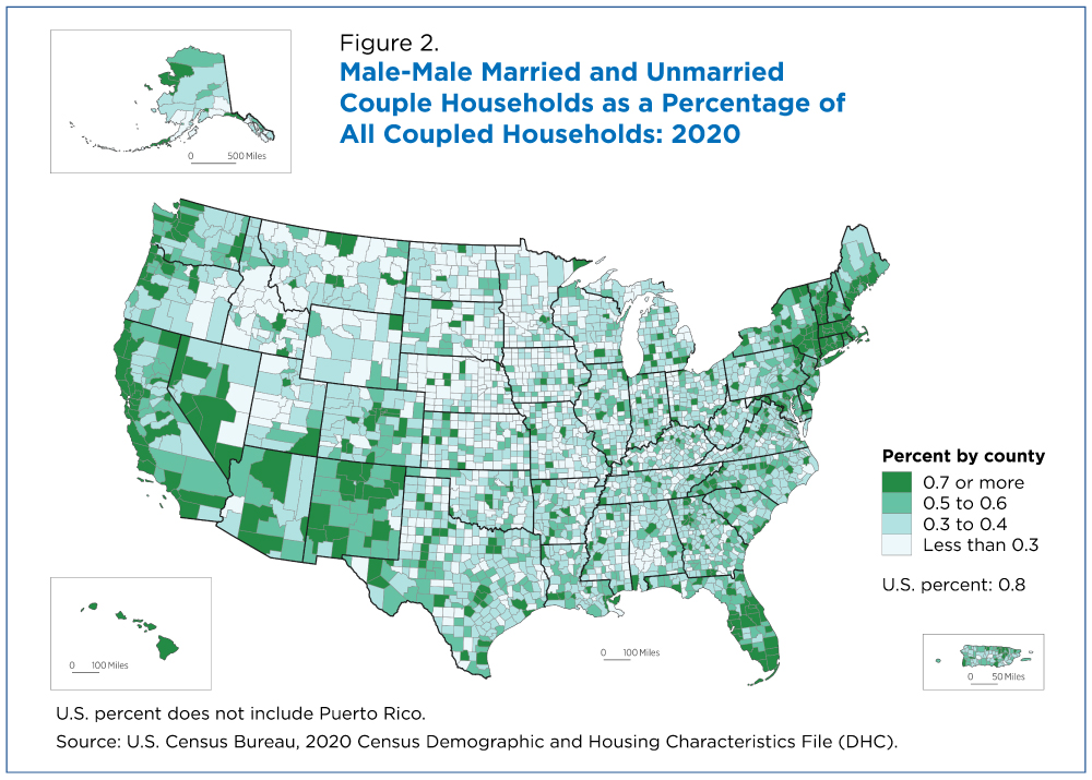 Figure 2. Male-Male Married and Unmarried Couple Households as a Percentage of All Coupled Households: 2020