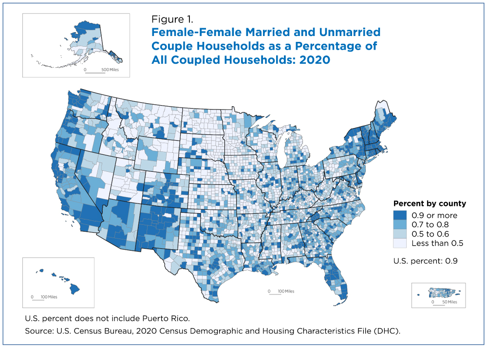 Figure 1. Female-Female Married and Unmarried Couple Households as a Percentage of All Coupled Households: 2020