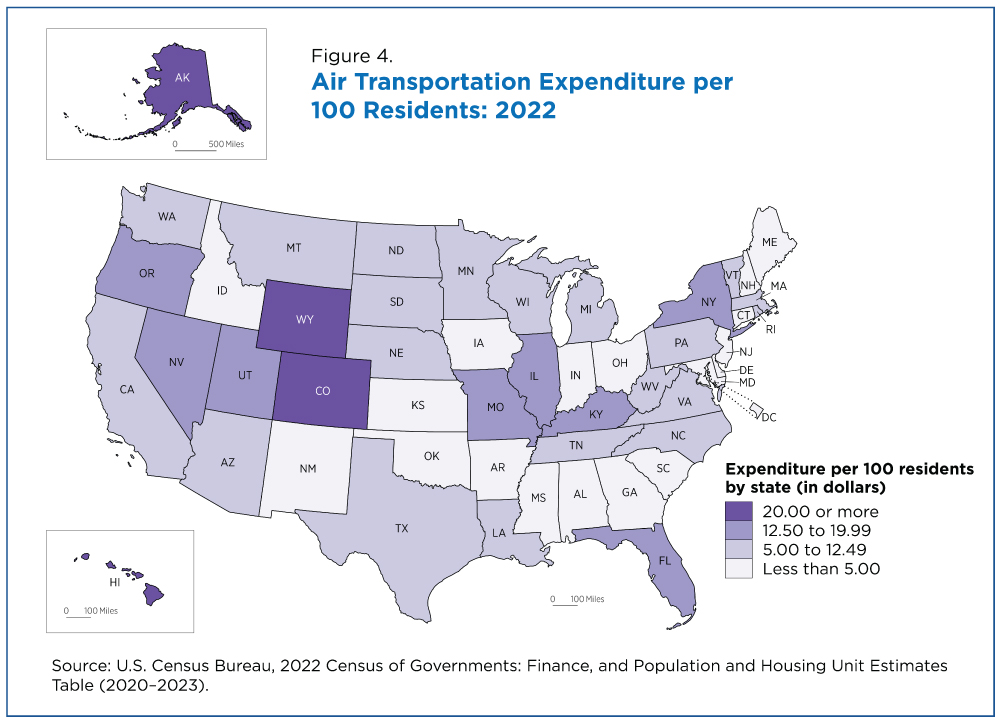 Figure 4. Air Transportation Expenditure per 100 Residents: 2022