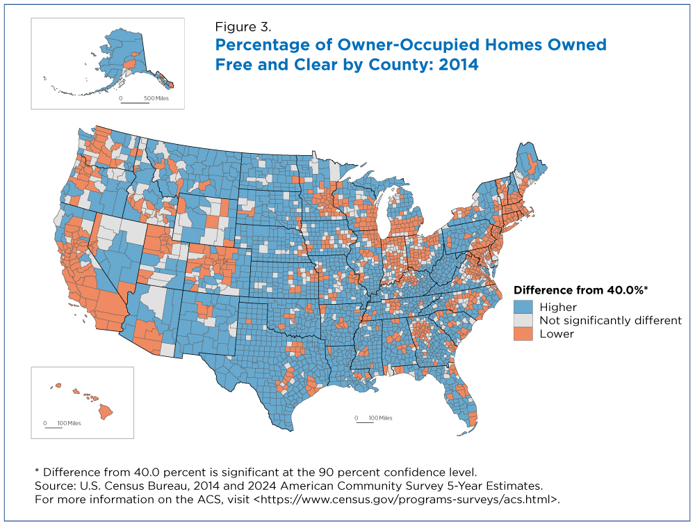 Figure 3. Percentage of Owner-Occupied Homes Owned Free and Clear by County: 2014