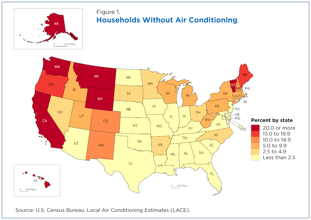 Figure 1. Households Without Air Conditioning - States