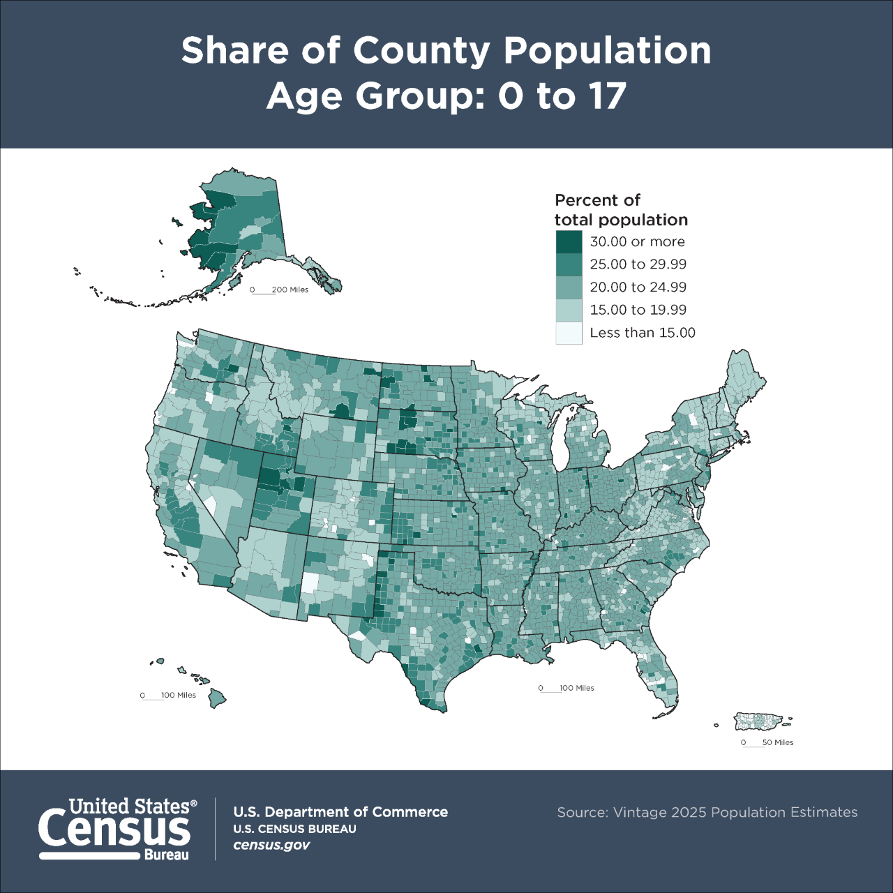 Share of County Population by Age Group: 0 to 17