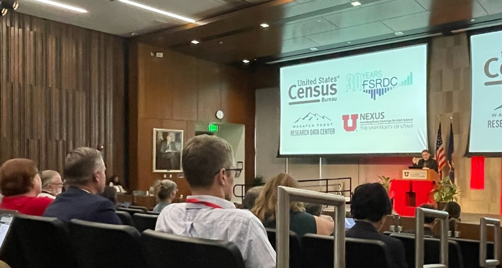 Photo: Speaking to researchers at the Wasatch Front Research Data Center conference at the University of Utah.
