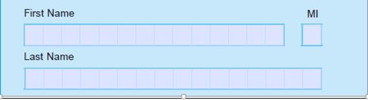 Screenshot of English questionnaire showing a separate box for each letter